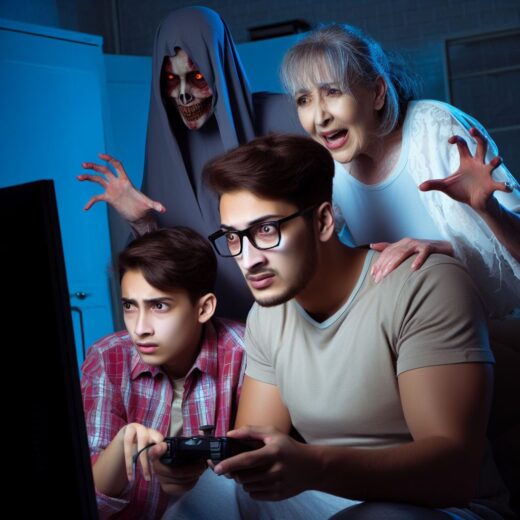 familie horror spiel konsole geist gespenst oma papa sohn